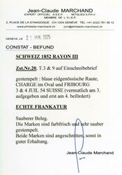 SWITZERLAND: 1854 (2 JUIL) Large Charge envelope to Estavayer franked ...