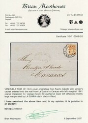 VENEZUELA: 1863 (Oct 31): Entire letter from Puerto Cabello to ...