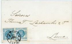 PERU: 1858 (Aug 21): Outer letter sheet to Lima franked with two 1858 ...