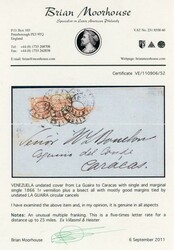 VENEZUELA 1866c: Undated outer letter sheet from La Guaira to Caracas ...