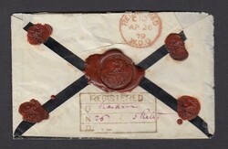 1879 mourning envelope to London franked 2a and pair 4a tied 'N-7' ...
