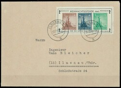 1945, ANTIFA-Block mit 3 Pfg. in seltener Farbe "hellsiena" auf um 4 ...