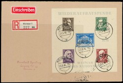 1946, Theater-Blockpaar je auf portogerechtem R-Brief mit sehr klaren ...