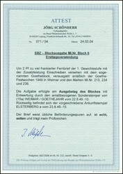 1949, Goethe-Block mit Zusatzfrankatur auf um 2 Pfg. überfrankiertem ...