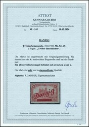 1920, 1 M. "Großer Innendienst", Fotoattest Gruber "...echt, ...