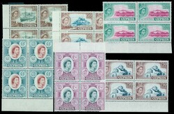 1955, Elisabeth, postfrischer Viererblocksatz meist vom Rand, Kabinett