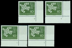 10 Pfg., 5 verschiedene Formnummern, dabei Nrn. 367/v 1G und 367 w/2 ...