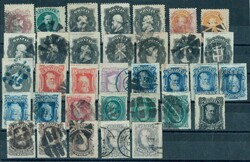 1866-1877, 34 Werte mit Druckvermerken im Rand der Marke, dabei u.a. ...