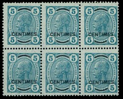 1906, 5 C. auf 5 H., postfrischer Sechserblock, Kabinett, seltene ...