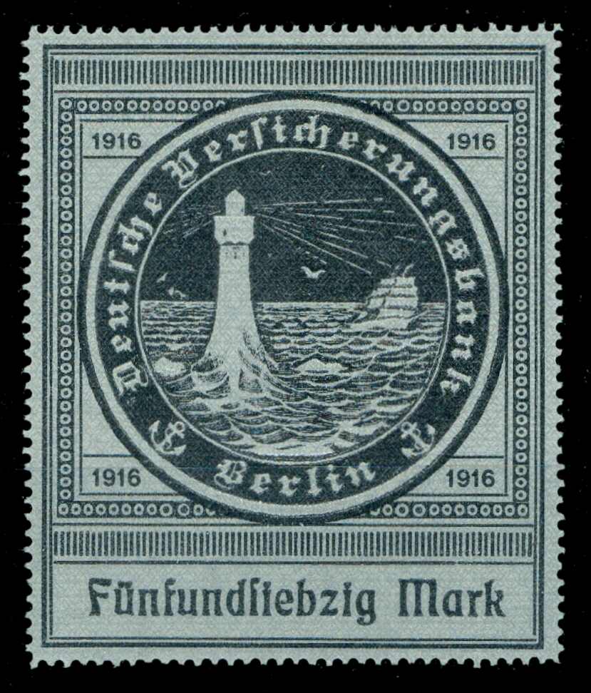 1916, 75 M. schwarz auf silber mit Wasserzeichen "fallende Stufen", ...