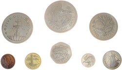 1974, 1 C. bis 10 Dollar, kompletter Kursmünzensatz, PP, in ...