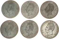 1943/44, Lot von 6 Silbermünzen 5 Sucres, je 3mal pro Jahrgang, ...