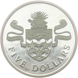 1977, 5 Dollar Silbermünze "Staatswappen", PP ...