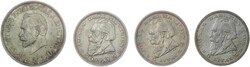 1936/38, Lot von 4 Silbermünzen mit 5 L. 1936 (3) und 10 L. 1938, ...