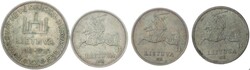 1936/38, Lot von 4 Silbermünzen mit 5 L. 1936 (3) und 10 L. 1938, ...