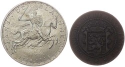 1946, 100 Fr. Silber-Gedenkmünze "Crecy", vz/st, dazu 10 C. ...