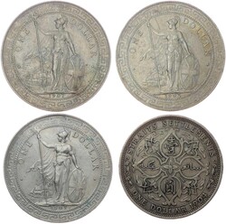 1902-1907, Lot von 4 Silber-Gedenkmünzen mit "Trade"-Dollar (2mal ...