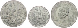 1928-1974, Lot von 3 Silbermünzen mit 1/2 S. 1928, 1 S. 1934 und 200 ...