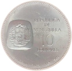 1973, 10 B. Silber-Gedenkmünze "Bolivar", vz/stAutomatically ...