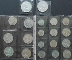1966-1973, Lot von 20 Silbermünzen mit 3mal 50 C., 6mal 1 Dollar, ...