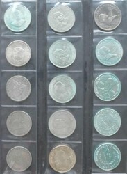 1907-1970, Lot von 15 Stück 1 P. -Silbermünzen, enthalten sind die ...