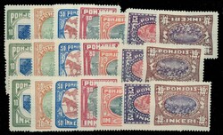 1920, Freimarken, Kabinettsatz auf Briefstücken, dazu 3 ungebrauchte ...