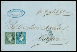 1858, 1 R. grün mit Wasserzeichen 1 und 1/2 R. blau (ohne Wz.), ...