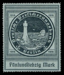 1916, 75 M. schwarz auf silber mit Wasserzeichen "fallende Stufen", ...