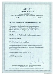 1916, 75 M. schwarz auf silber mit Wasserzeichen "fallende Stufen", ...