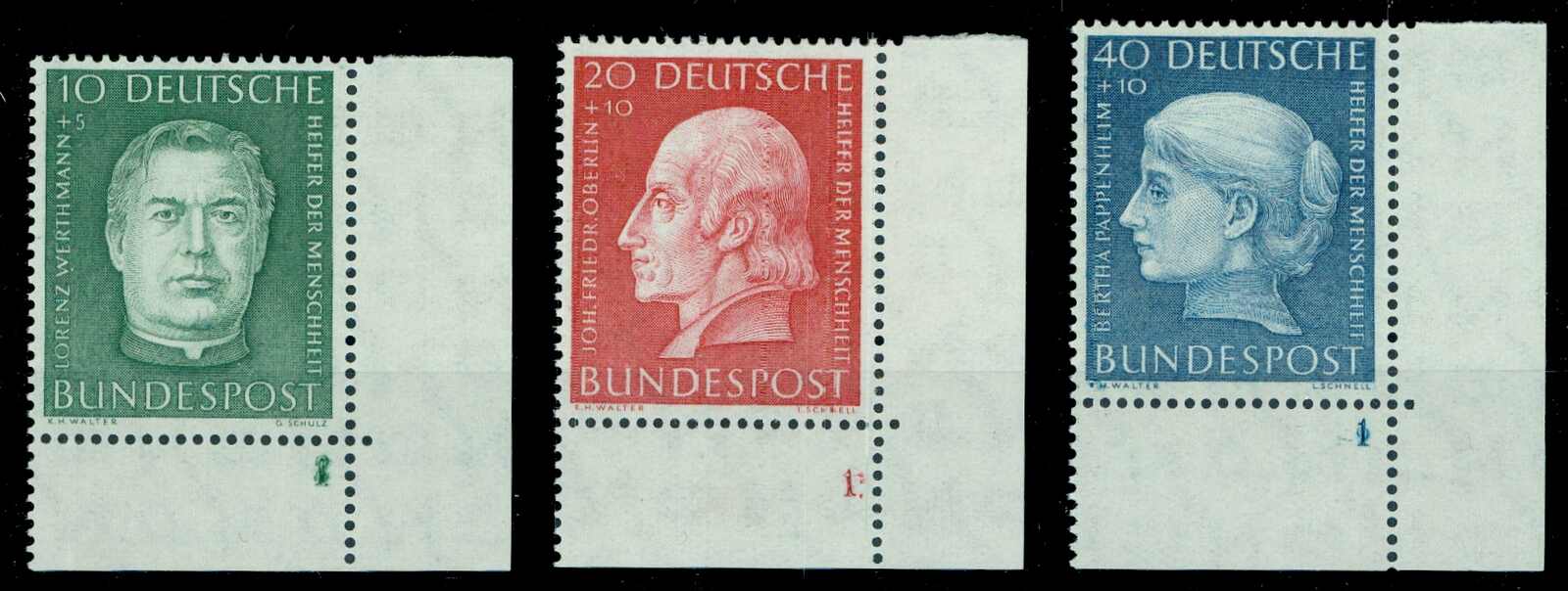 10 Pfg. bis 40 Pfg. jeweils FN s2a1B, Pracht