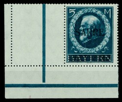 1920, 5 Mk. Ludwig, postfrisches Prachtstück aus der linken unteren ...