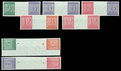 1945, Ziffern ungezähnt, kompletter Satz von allen 9 verschiedenen ...