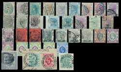 1862/1912, Lot von 37 Werten auf Steckkarte mit vielen besseren ...