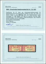 1967, 50 Pfg. Einschreibe-Gebührenzettel für Berlin 1057, ...