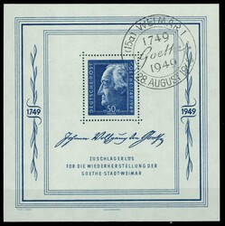 1949, Goethe-Block mit Sonderstempel, Kabinett, Kurzbefund Dr. ...