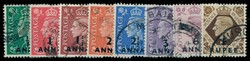 1948, Georg VI (Oman Nrn. 16-24), Satz mit meist "Dubai"-Stempeln