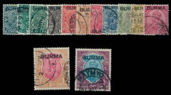 1937, Georg V, 14 Aufdruckwerte, meist sauber gestempelte ...