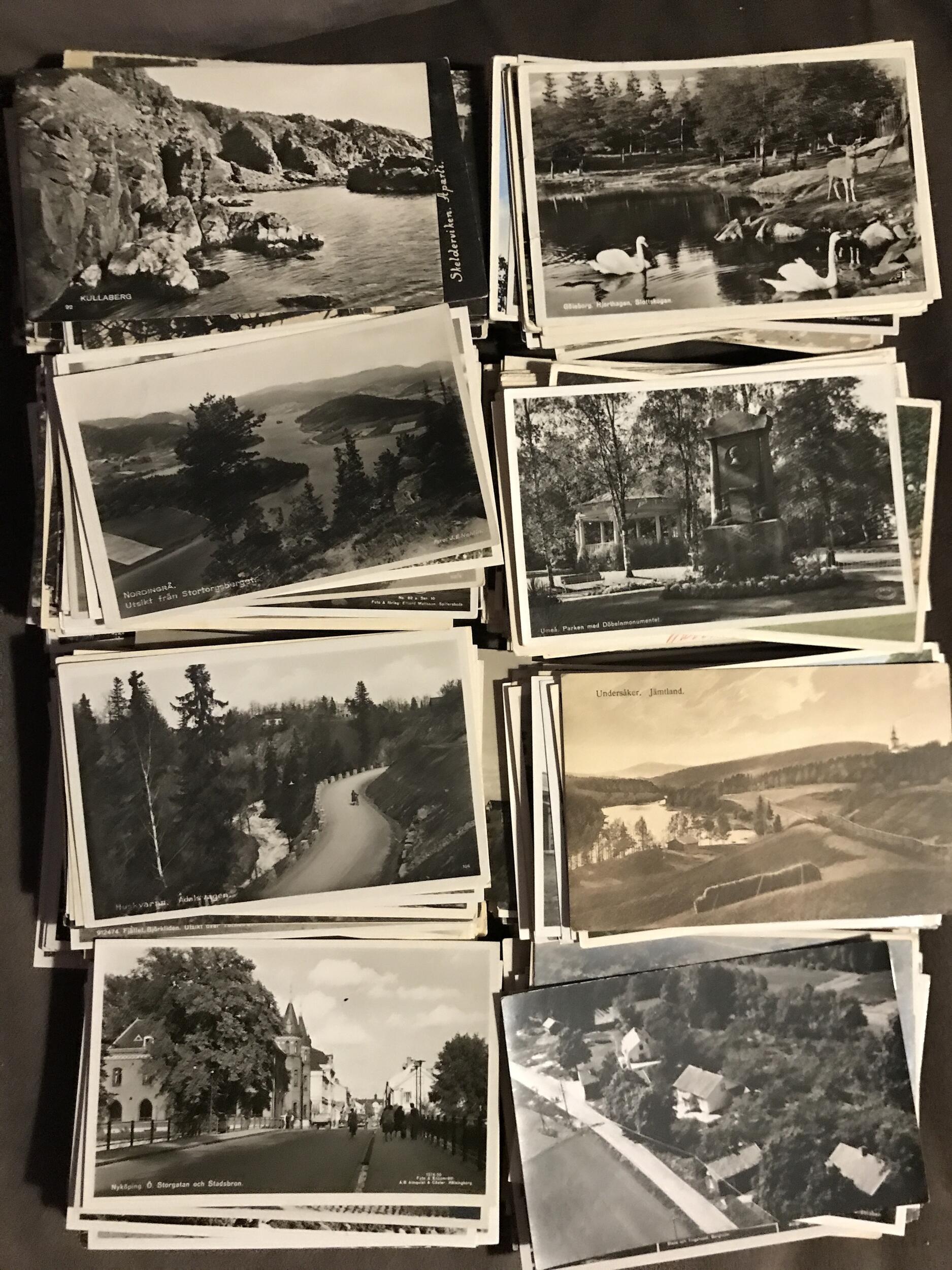 Sweden, Postcards. Approx. 700 topo old small size used/unused. ...
