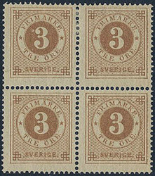 Sweden, Facit 17a or Scott 17 **/*, 3 öre greyish yellow-brown in ...