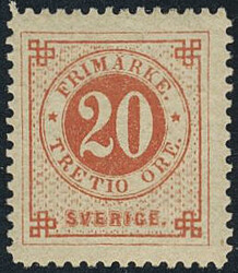 Sweden, Facit 33v1 F *, 20/TRETIO öre Fournier forgery. Very fresh ...