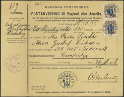 Sweden, Facit 49 or Scott 49 cover, 2×1 kr (pair) on very beautiful ...