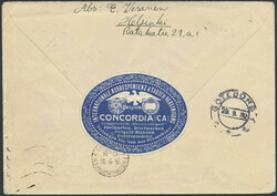 Finland, F 165Zf cover, 1930 Zeppelin overprint 10 Mk red on light ...