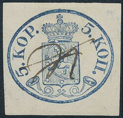 Finland, Facit 1 Ic or Scott 1 or Norma 1 Ic used, 1856 Oval stamps 5 ...