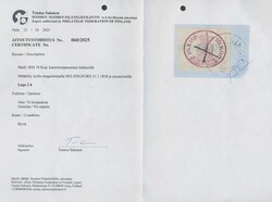 Finland, Facit 2 or Scott 2 brevstycke, 1856 Oval stamps 10 k carmine ...