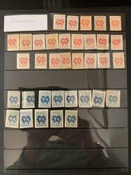 Central Lithuania, *. Unused stamps on nine visir leaves, almost ...