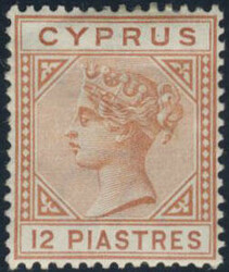 Cyprus, SG 37 or SG 51 *, 1893 Queen Victoria 12 pi Orange-brown, ...