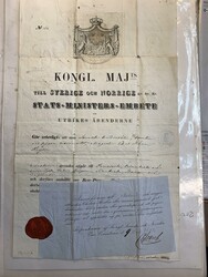 Sweden, Passport issued in Stockholm '30 de Maj 1853'. A lot of ...