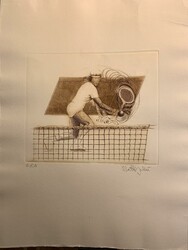 Sweden, Björn Borg. Engraving in brown by Zlatko Jakús. Signed "Ed' ...