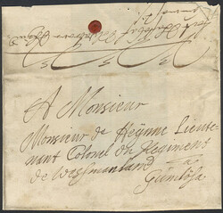 Sweden, Military prephilately Cover dated with pencil '1733' with ...