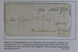 Sweden, Postage due mail Letter 'dated Stockholm den 5 Nov. 1857' ...